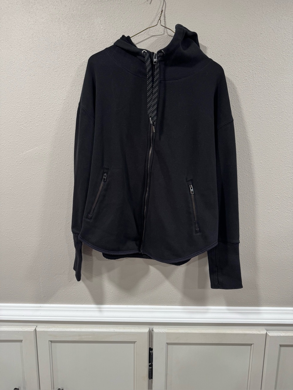 Athleta Black Hooded Zip-Up Jacket